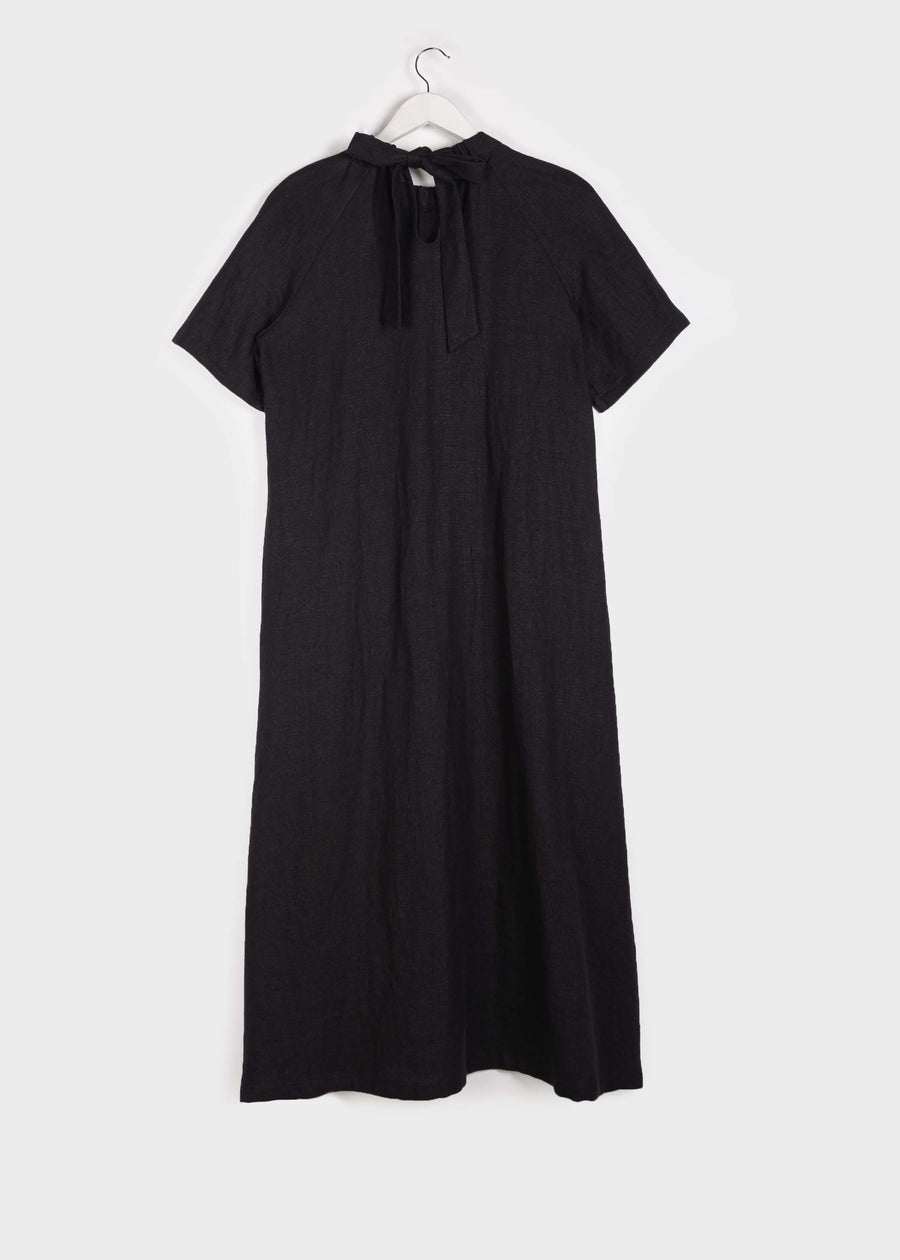 ANITA Linen Midi Dress - Black