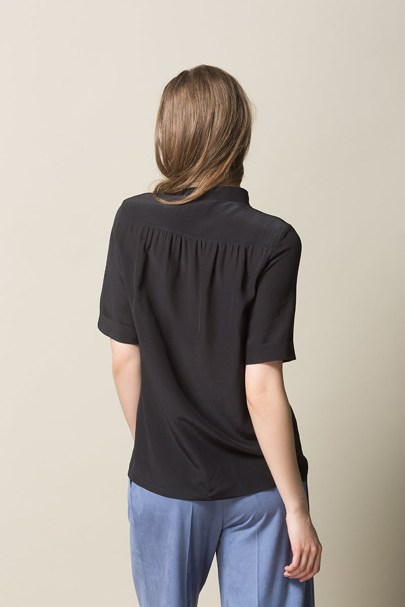 GAMMY Button Up Silk Shirt - Washed Black