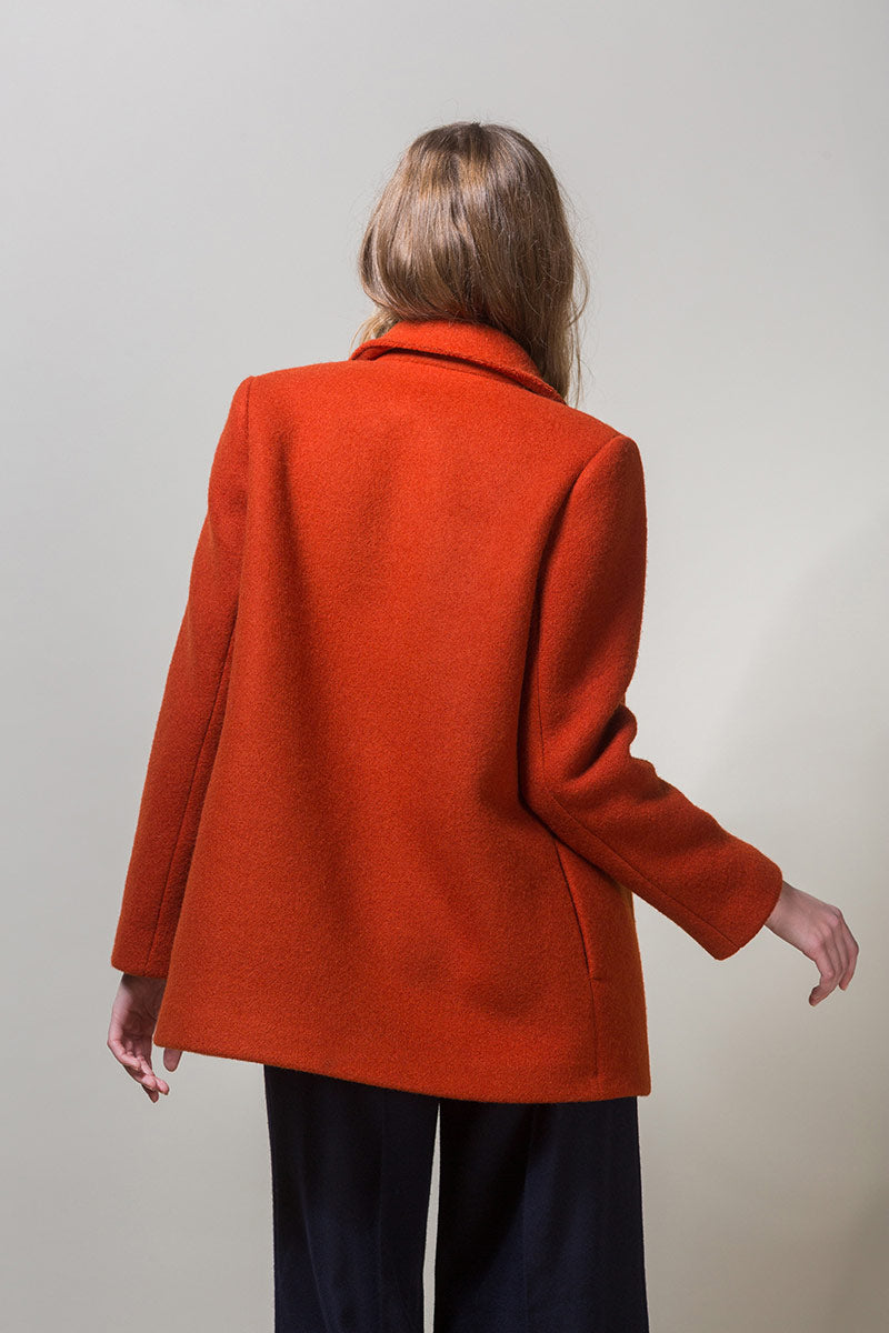 BETSY Heavy Wool Short Coat - Orange