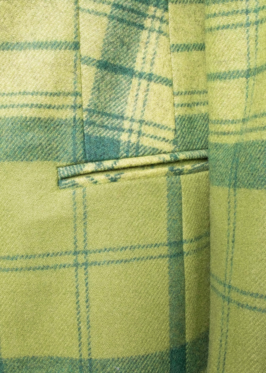 SAARA Fitted Wool Jacket - Checked Green