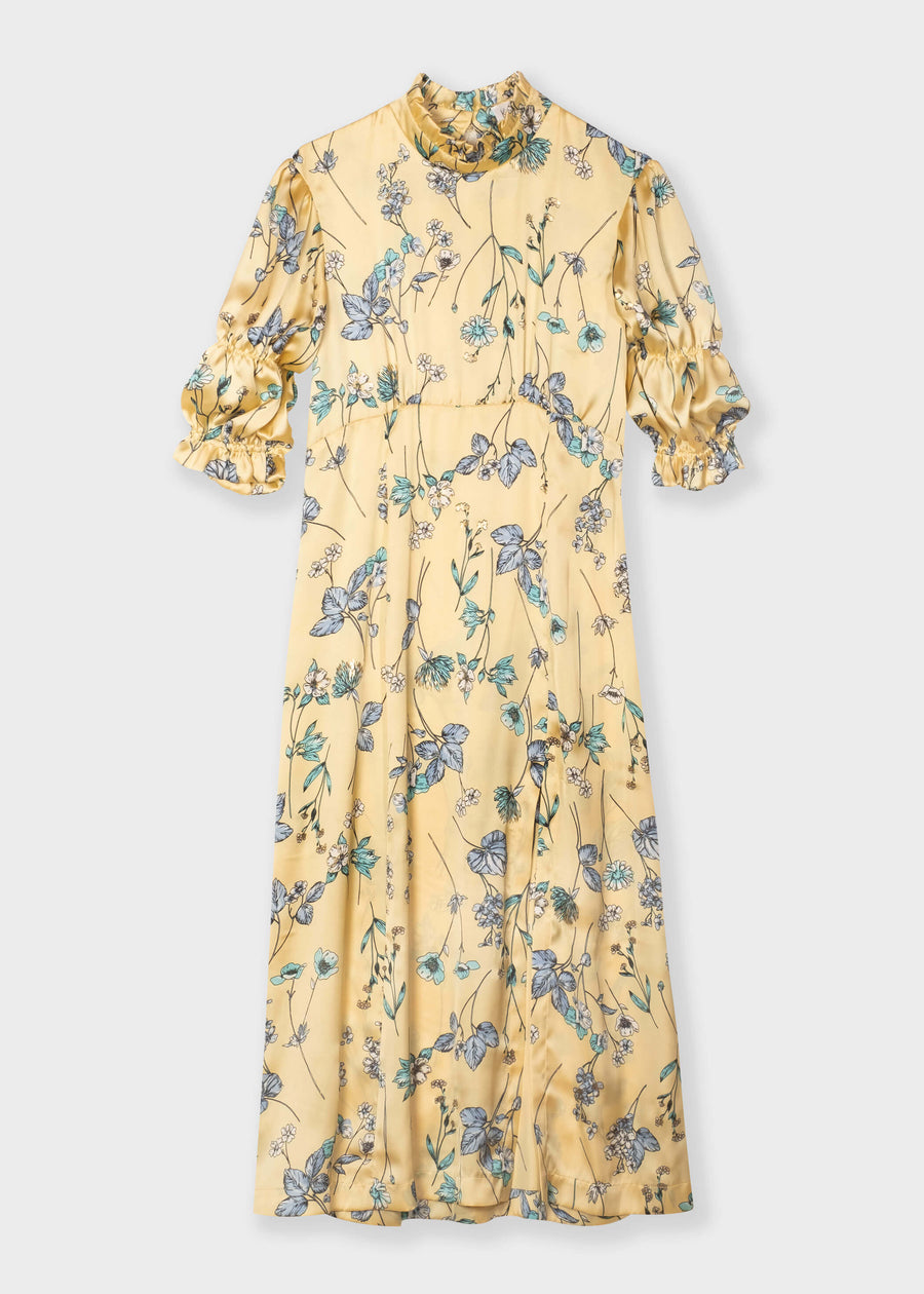 SELINE Floral Slit Dress - Yellow