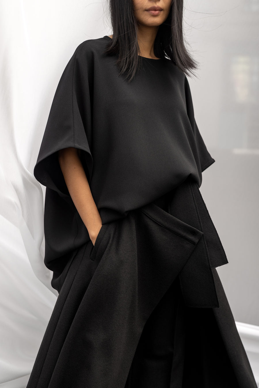 KARA Wool Wrap Skirt - Black