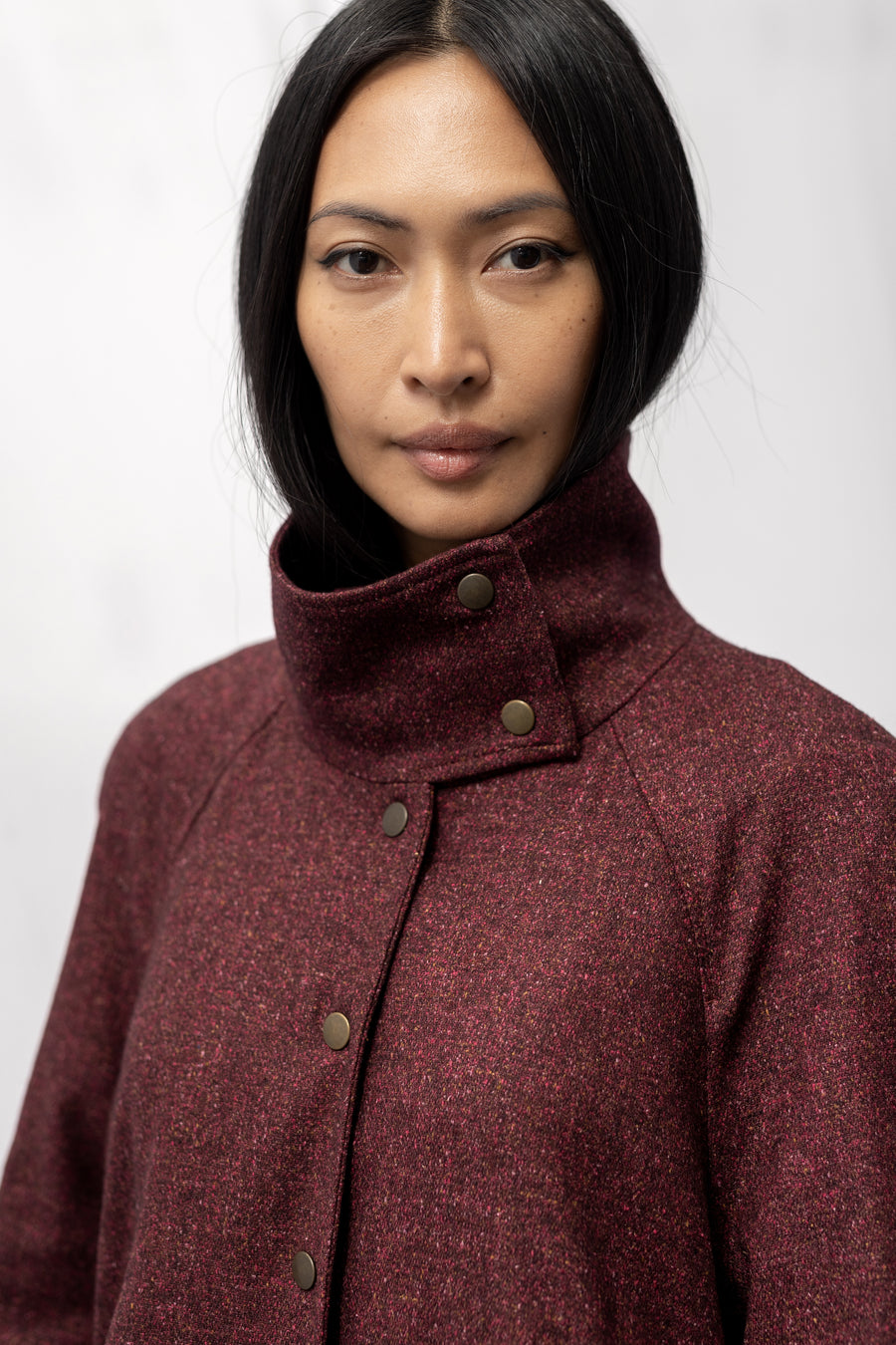 NIKO Wool Bomber Jacket -  Burgundy