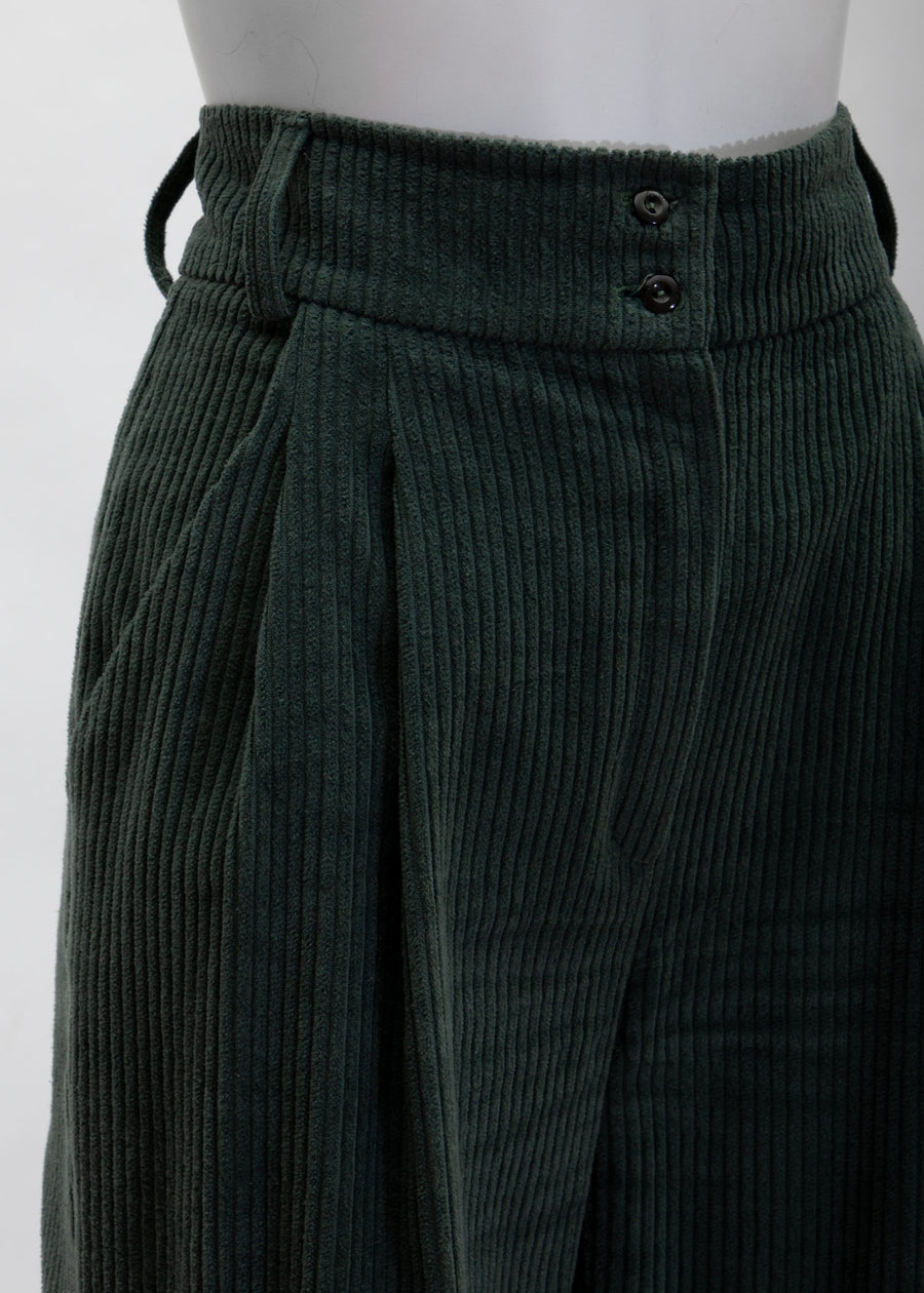 ELISE Corduroy Highwaist Trousers - Olive Green