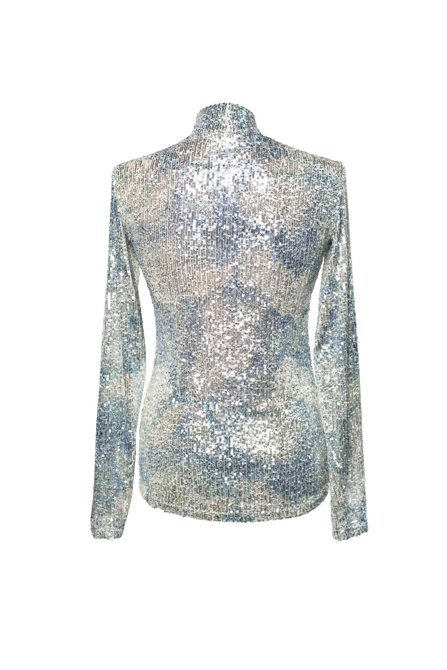 ELLIP Sequin Turtleneck Top - Light Blue