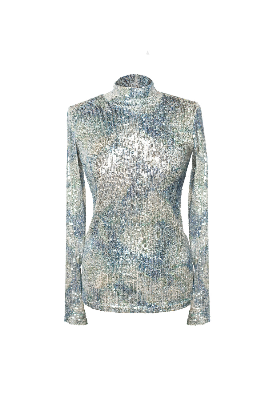 ELLIP Sequin Turtleneck Top - Light Blue