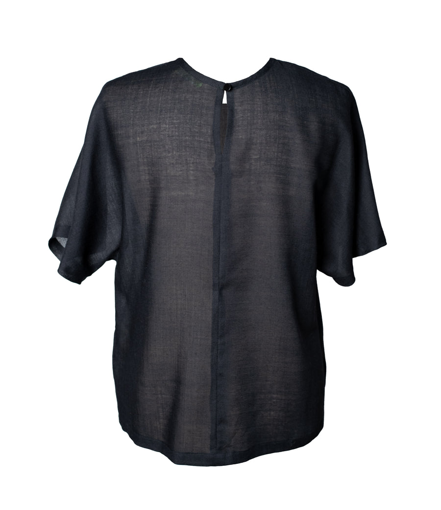 KITT Sheer Wool Blouse - Black