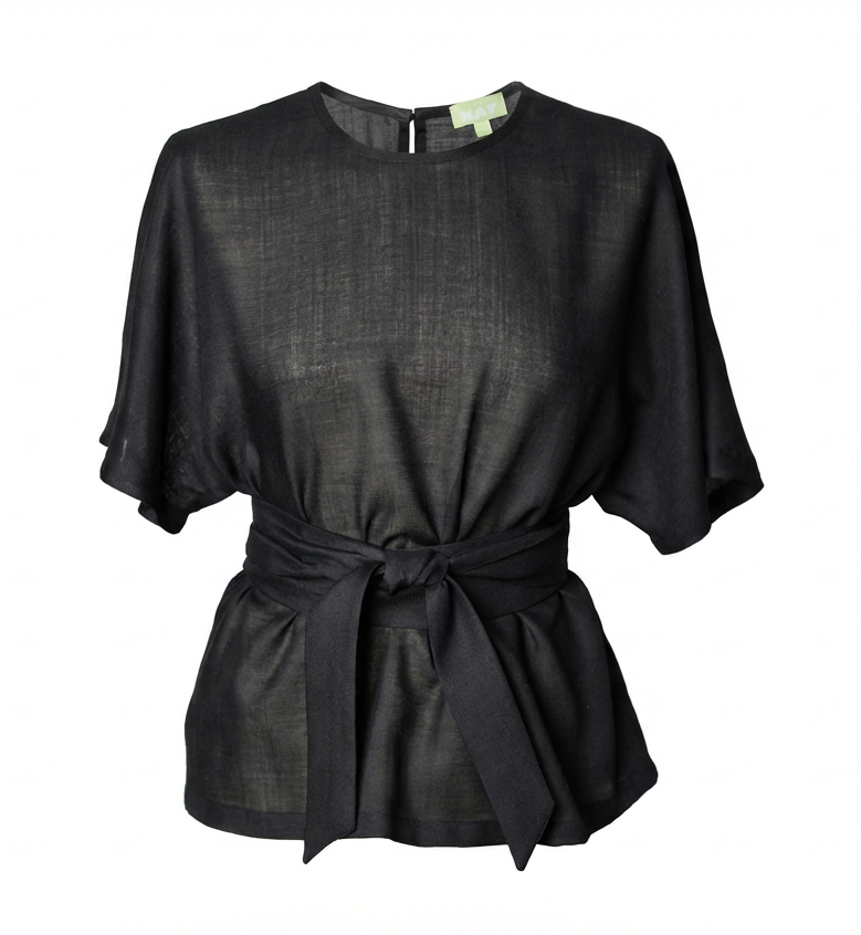 KITT Sheer Wool Blouse - Black