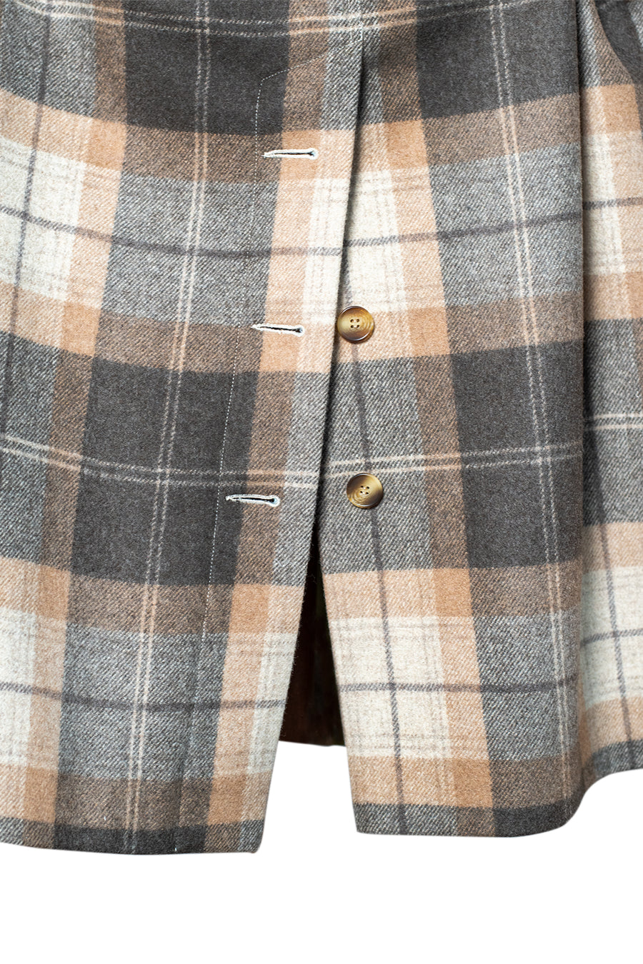 LENE Wool Coat - Checked Brown