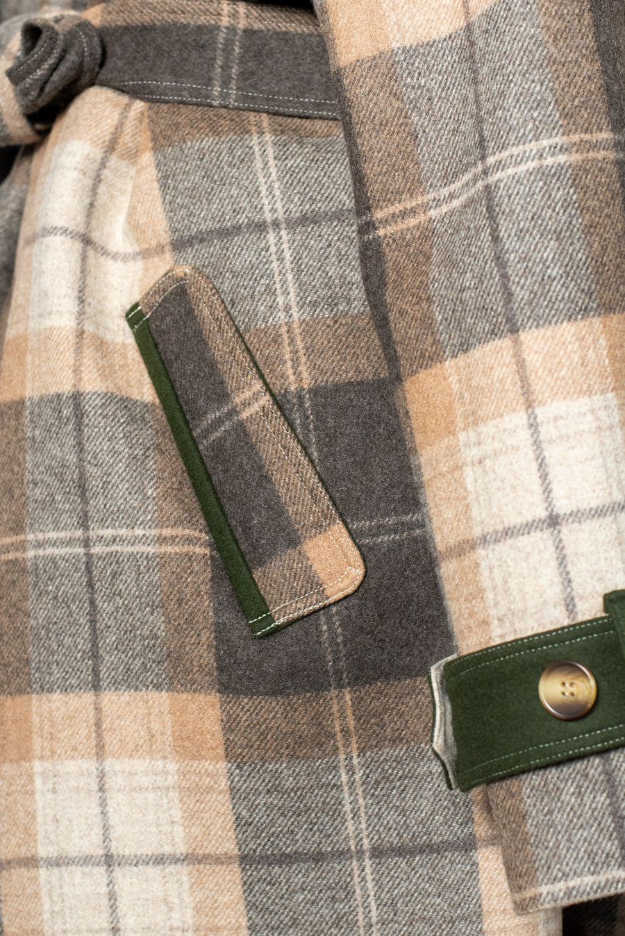 LENE Wool Coat - Checked Brown