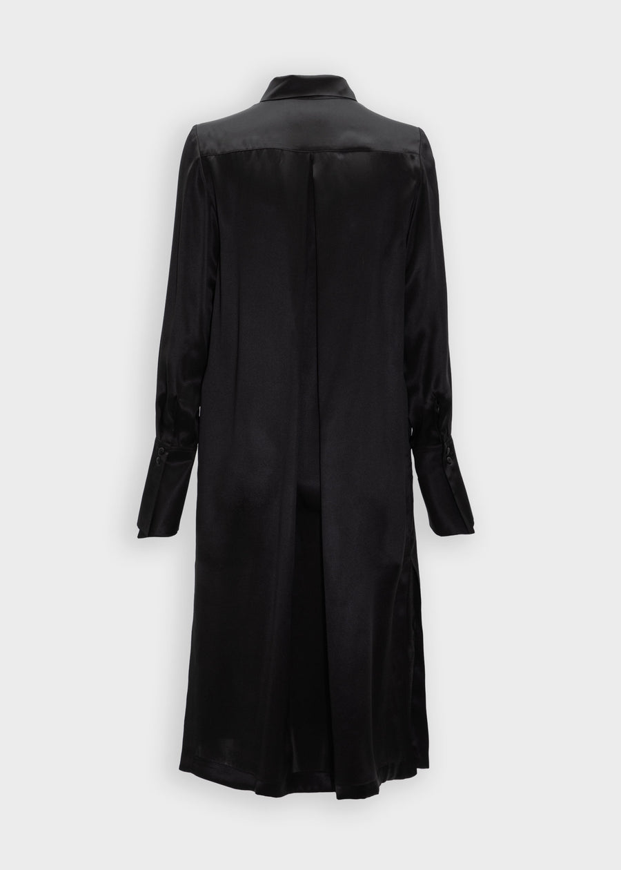 Mona Long Silk Shirt - Black