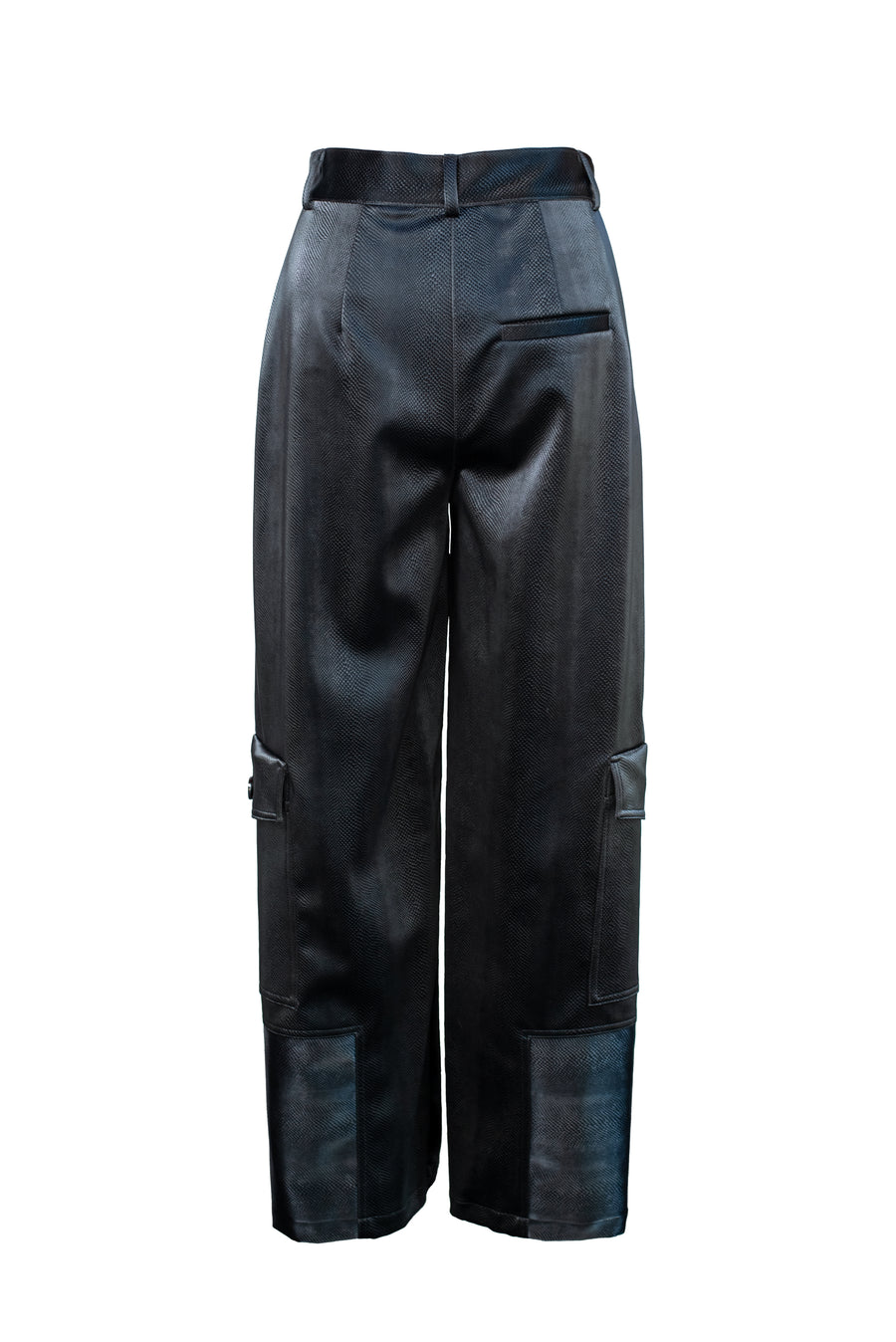TARA Snake Patterned Pants - Shiny Black