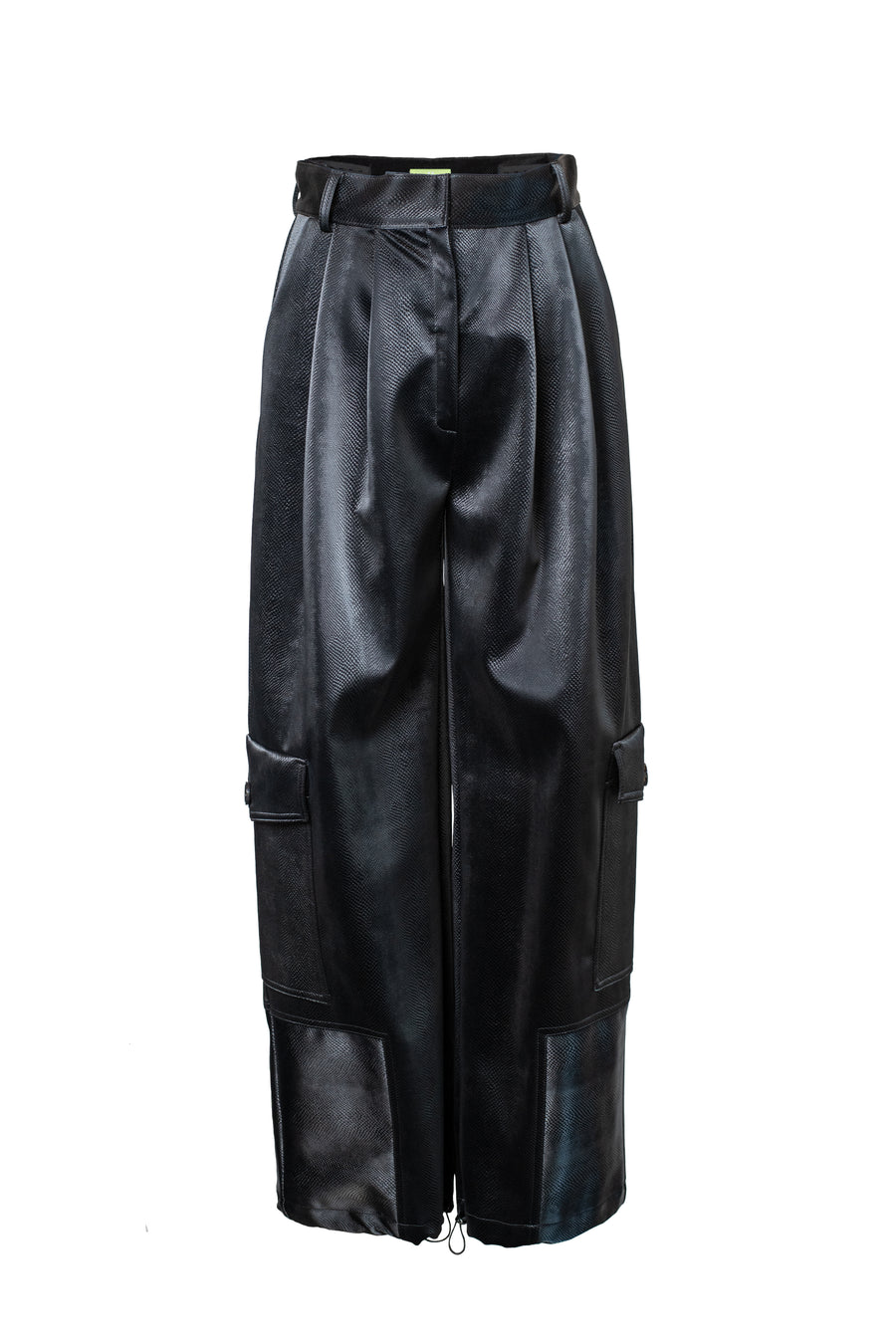 TARA Snake Patterned Pants - Shiny Black