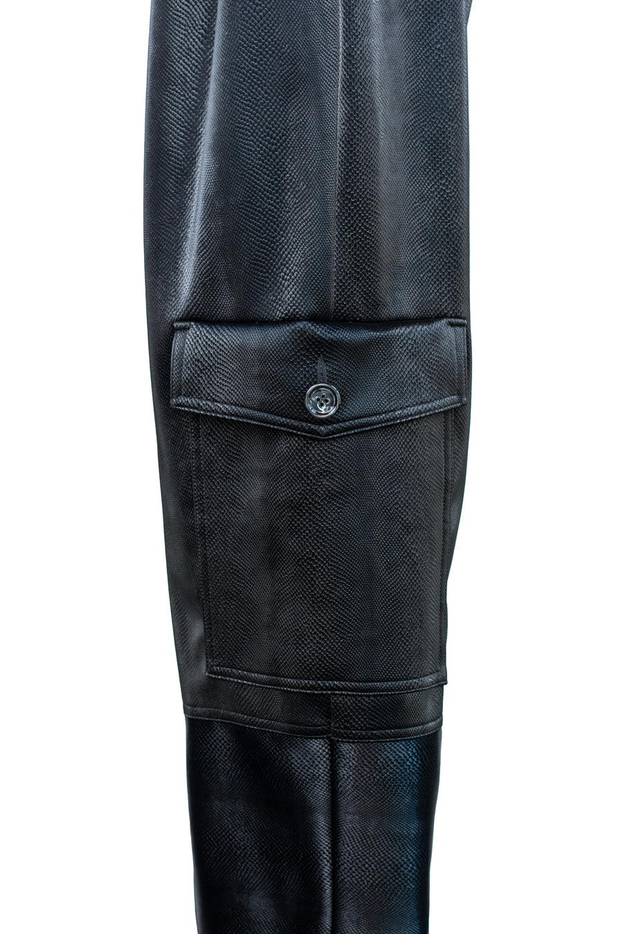 TARA Snake Patterned Pants - Shiny Black