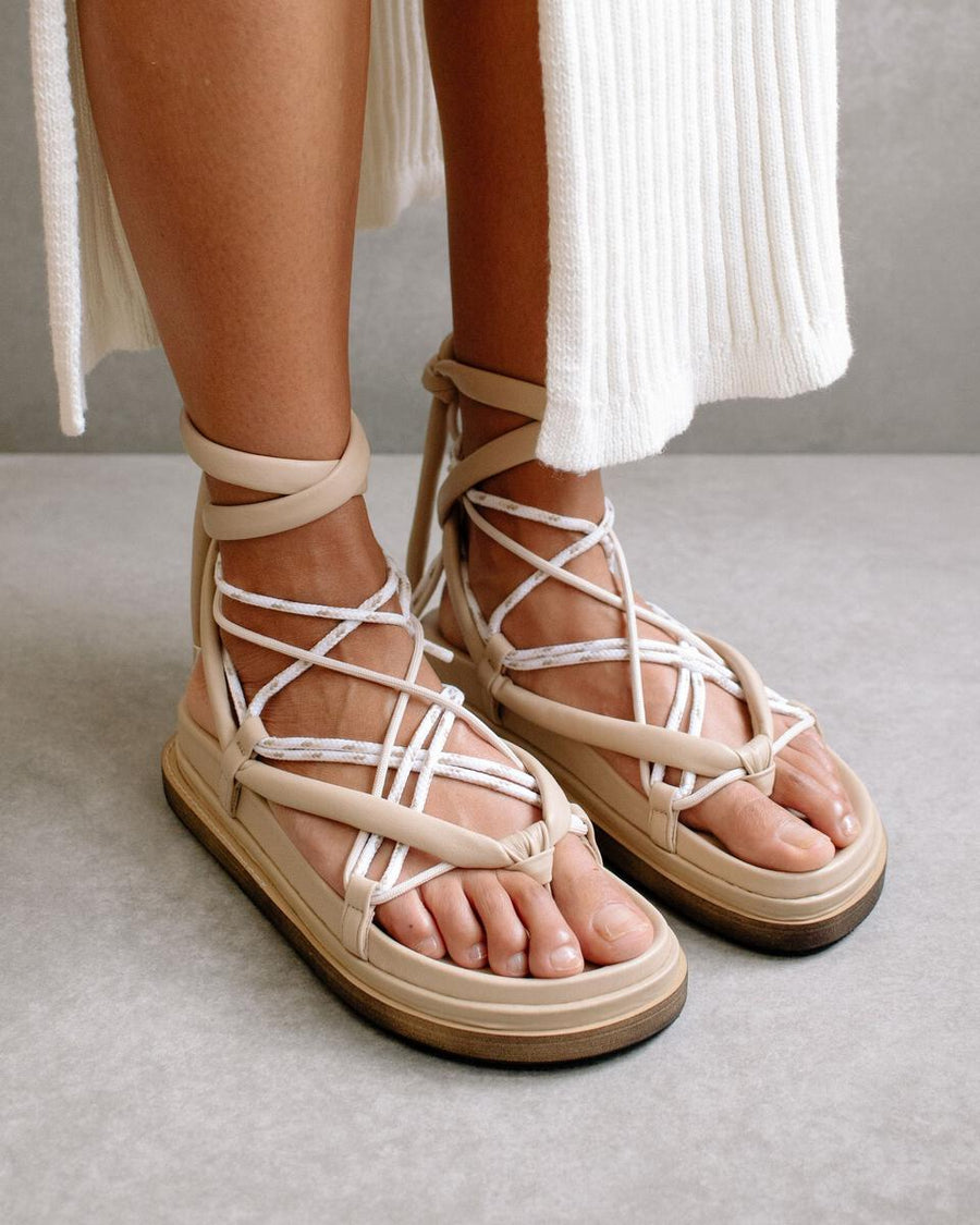 ALOHAS Laced Up Sandals - Jungle Stone & Beige