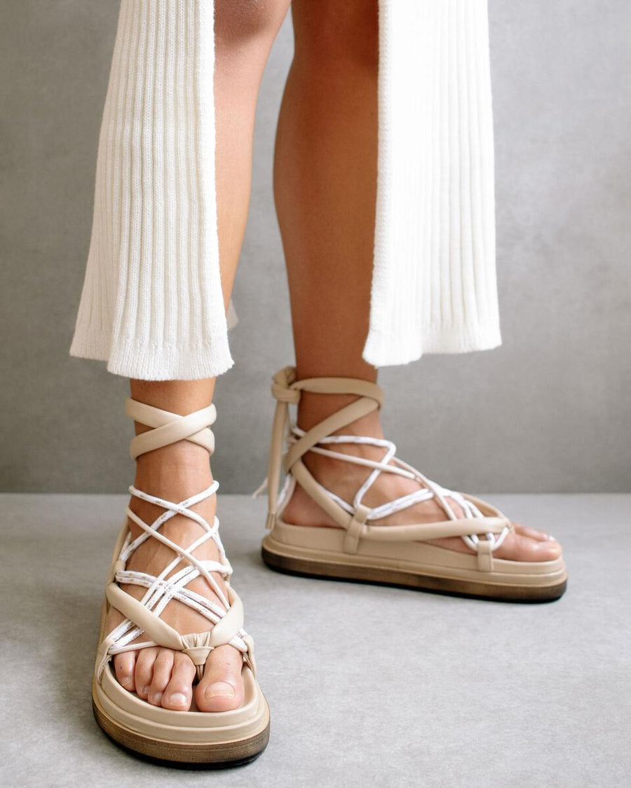 ALOHAS Laced Up Sandals - Jungle Stone & Beige