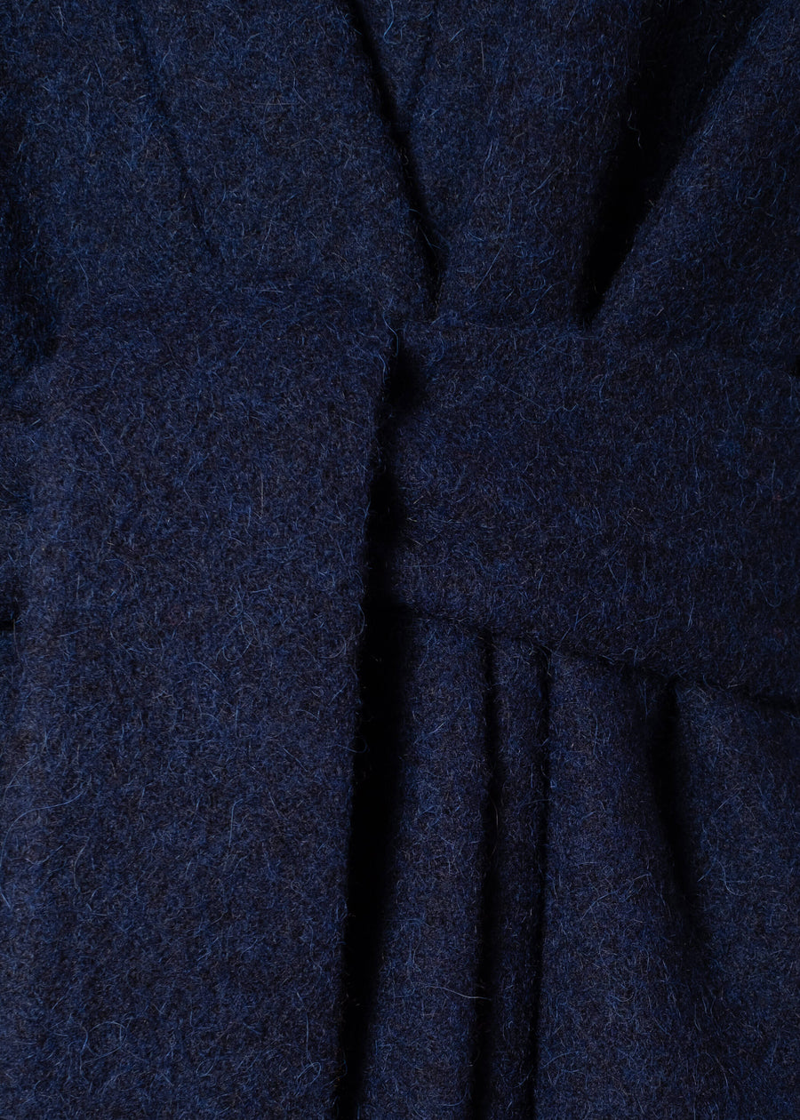 CLARA Belted Wool Robe Coat - Blue