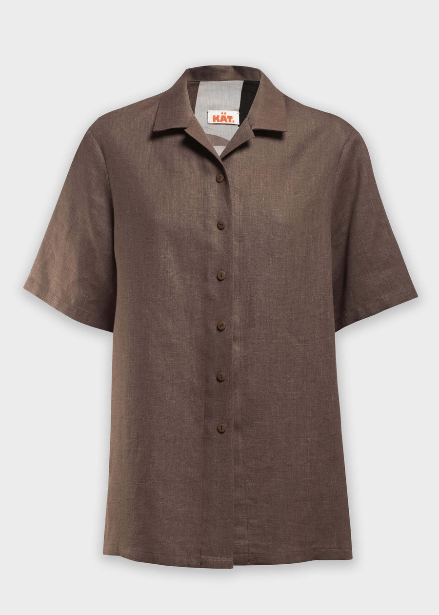 DUDE Oversized Bowling Shirt - Cocoa Brown