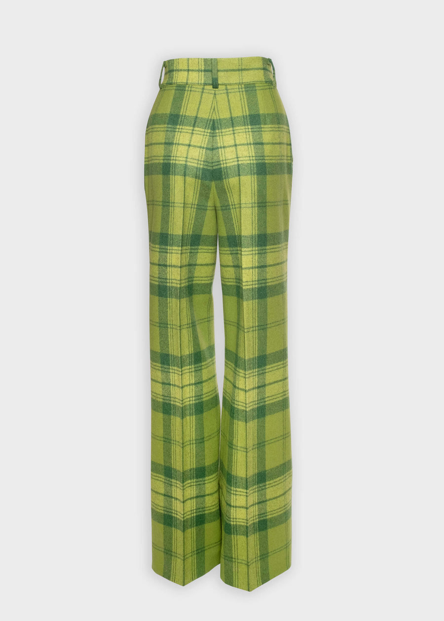 ELISE Highwaist Wool Trousers - Checked Green