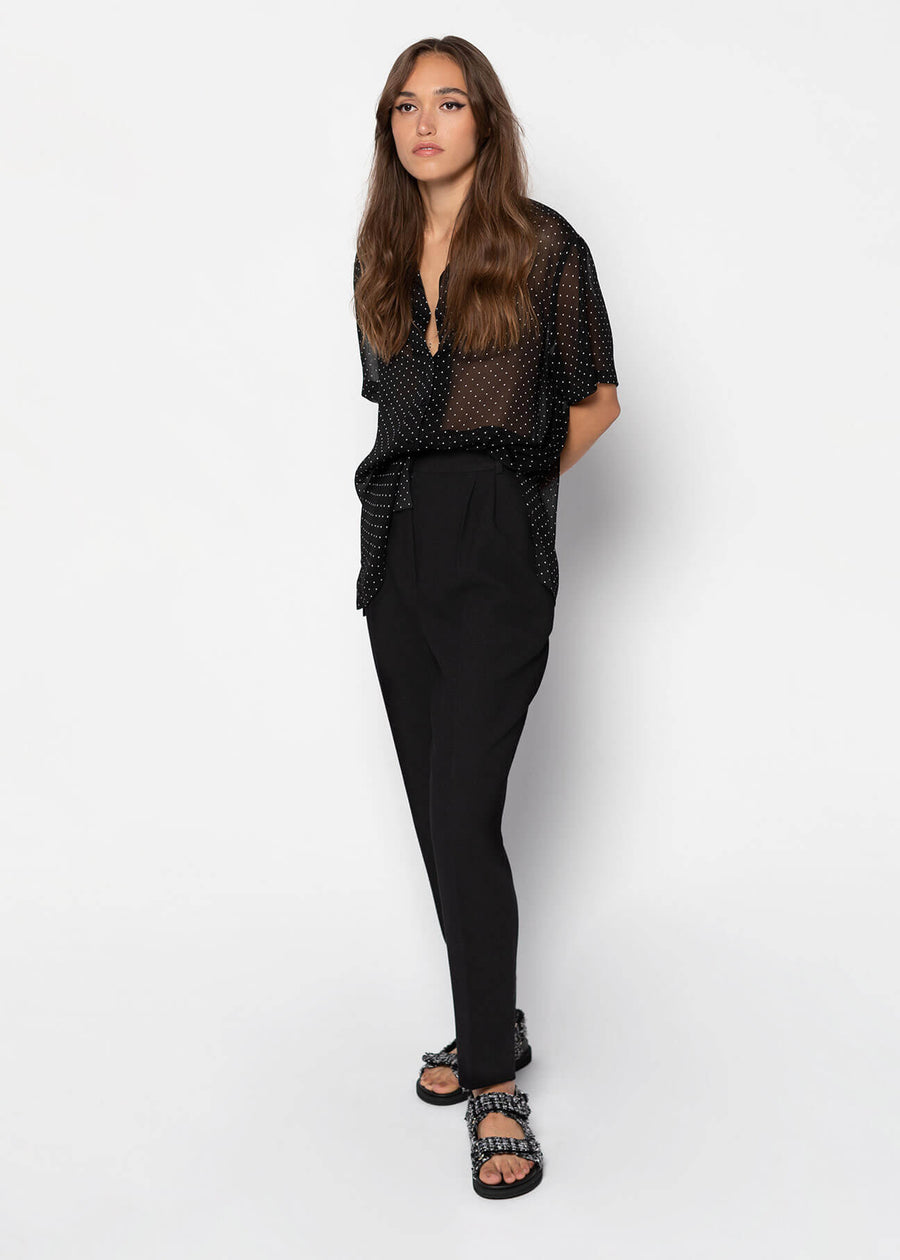 EMMY Pleated Highwaisted Trousers - Black
