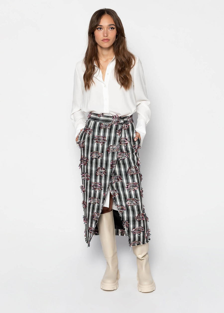 JO Tweed Midi Wrap Skirt - Multicolour