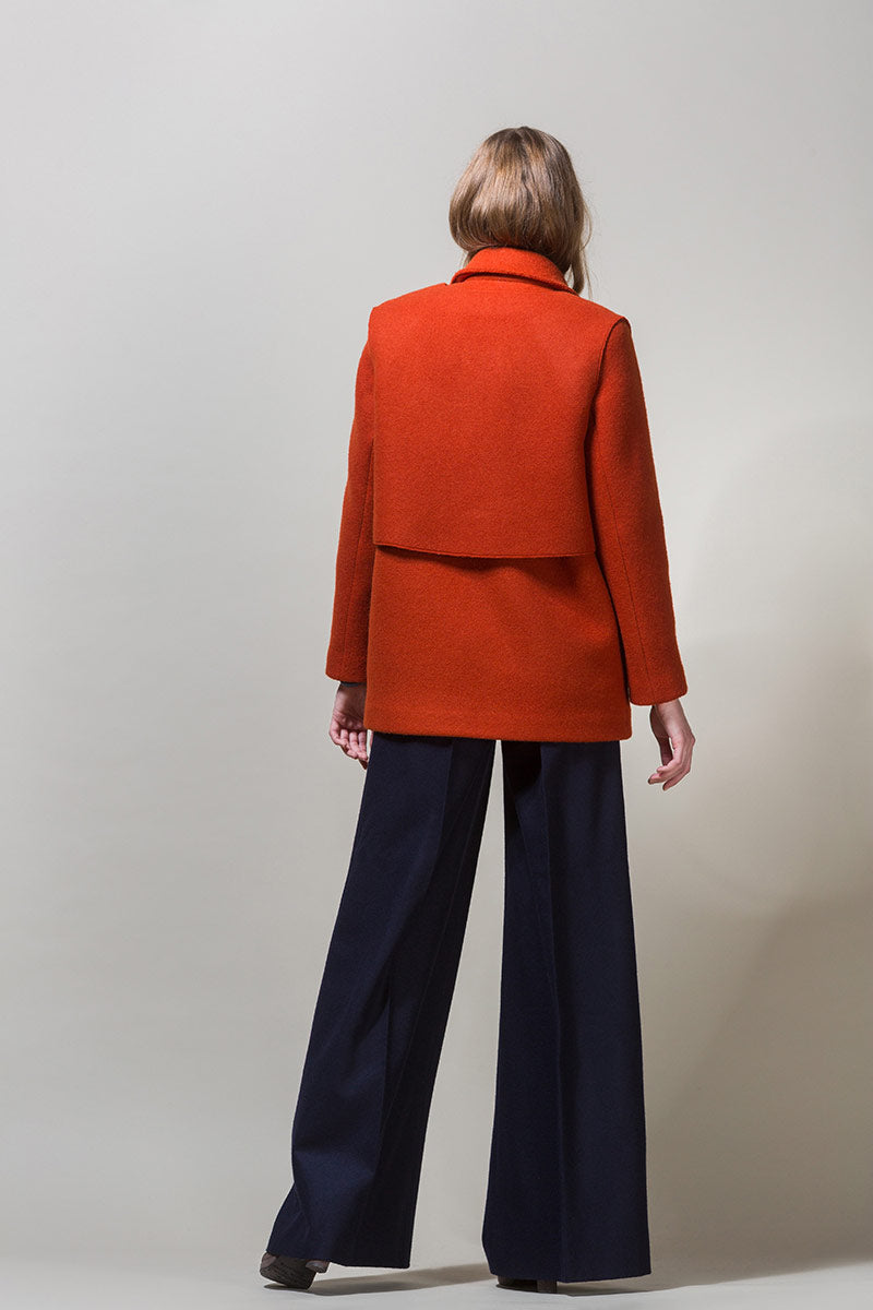 BETSY Heavy Wool Short Coat - Orange