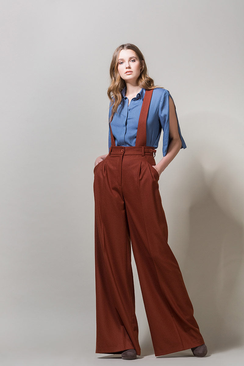 EDEL Highwaisted Suspender Trousers - Brick Brown