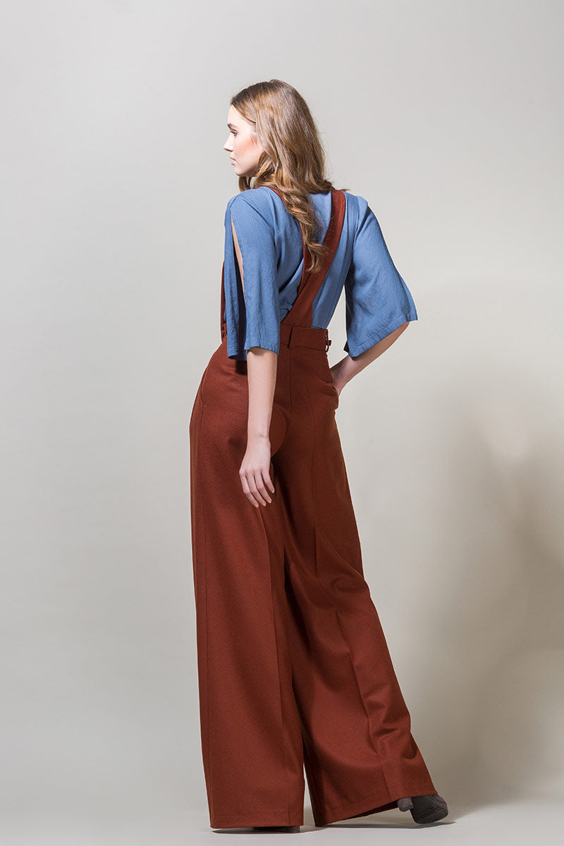 EDEL Highwaisted Suspender Trousers - Brick Brown