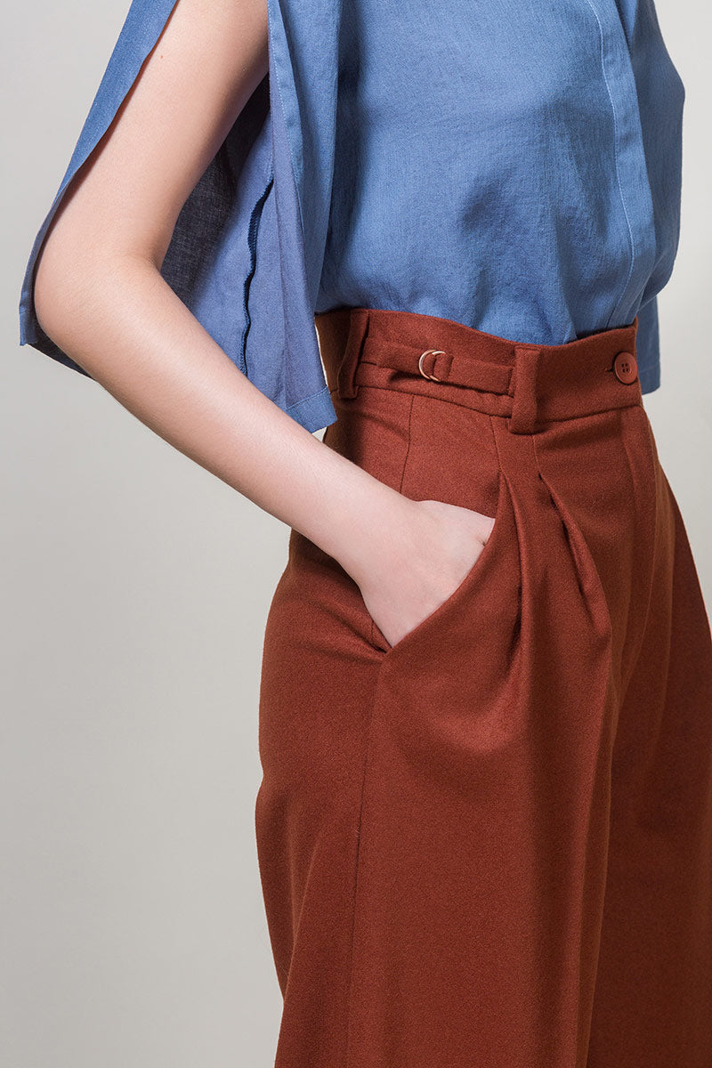 EDEL Highwaisted Suspender Trousers - Brick Brown