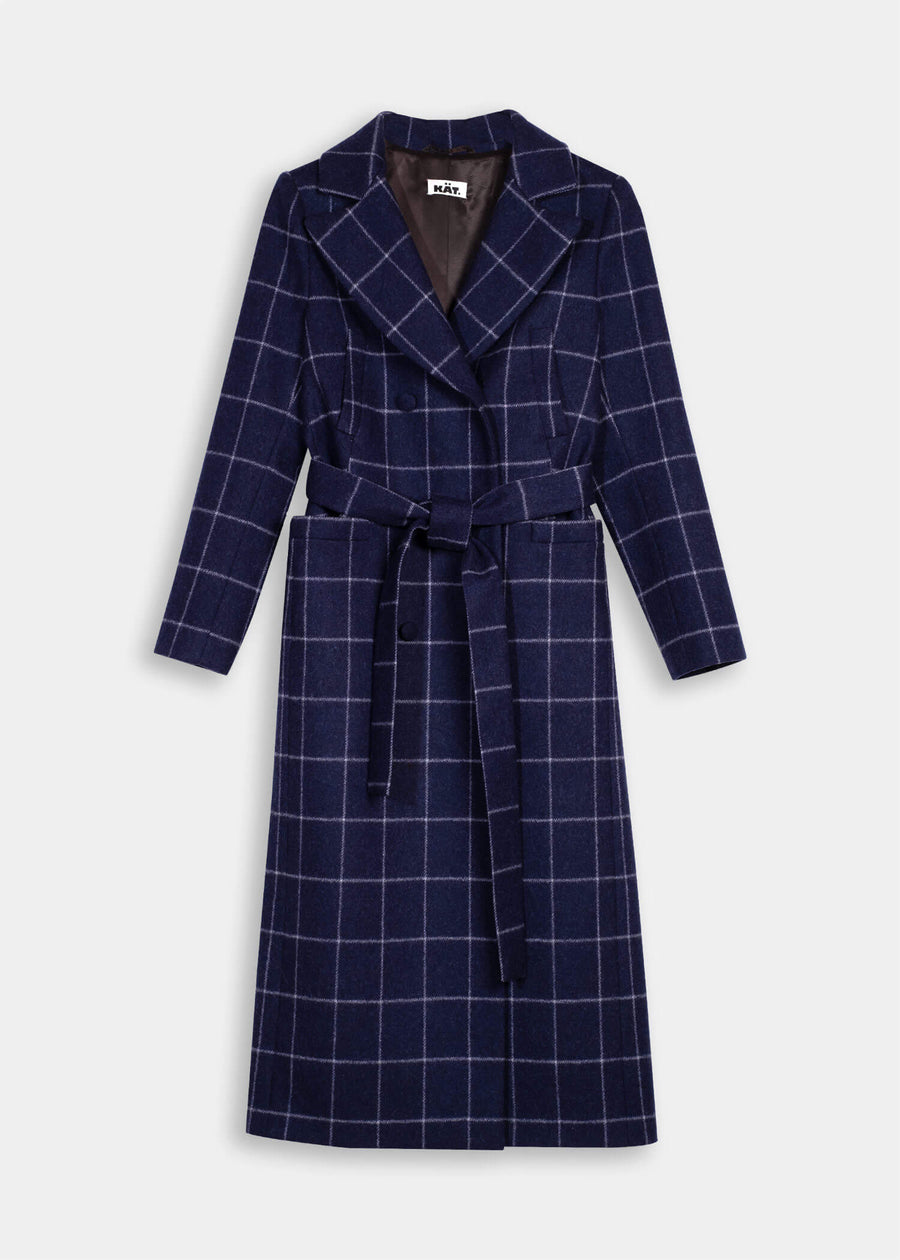 MAGIE Double Breasted Wool Coat - Blue