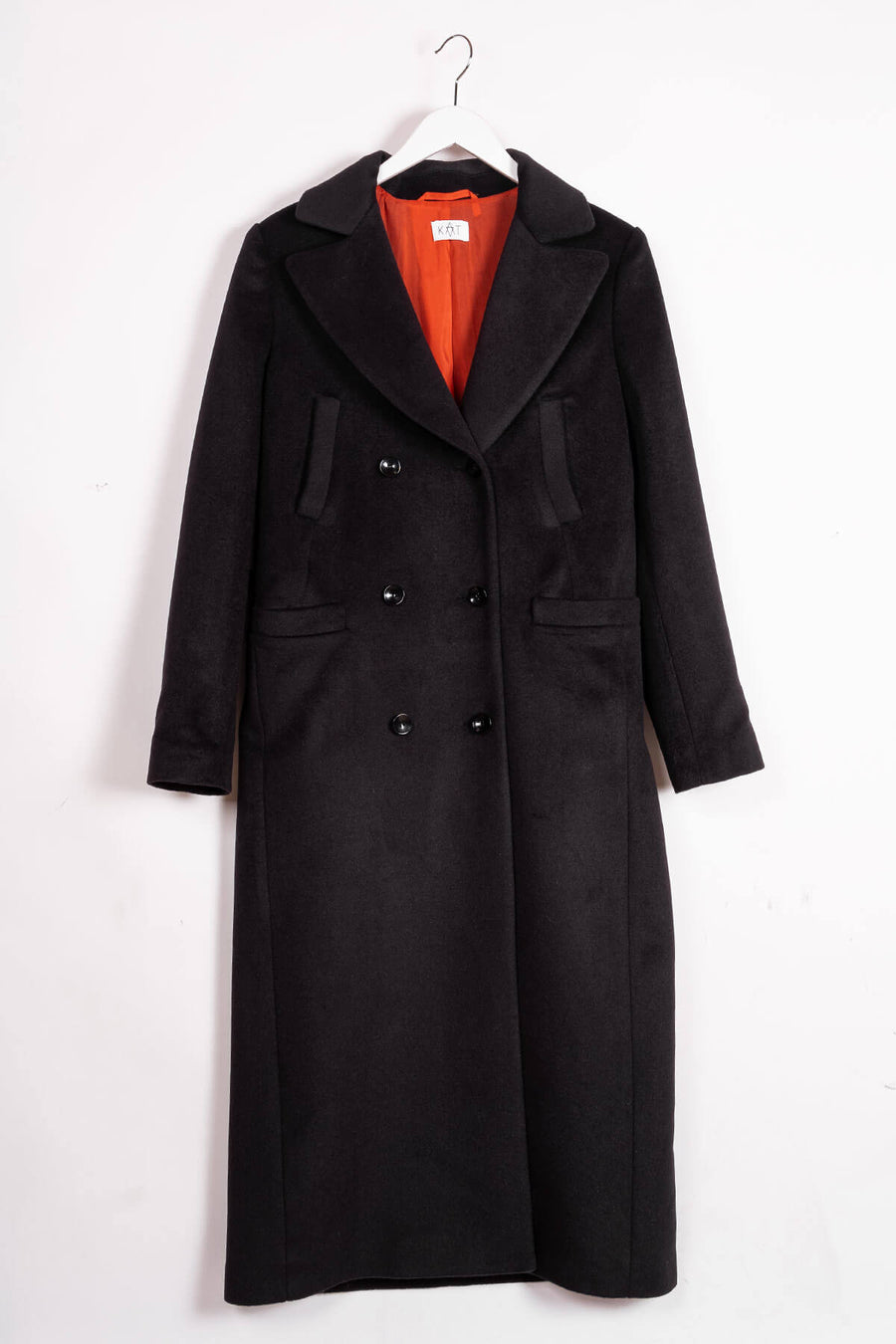 MAGIE Wool Double Breasted Belted Coat - Black