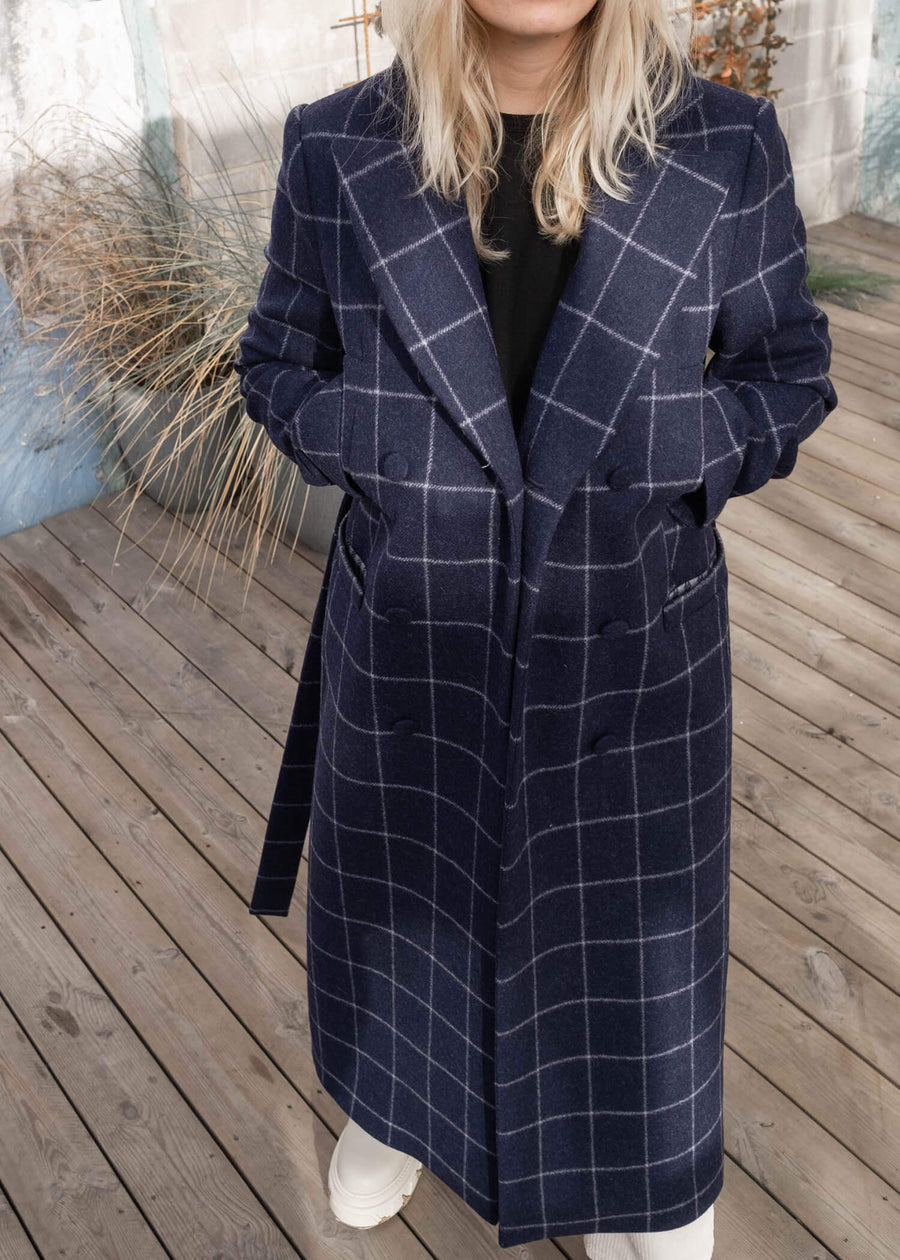 MAGIE Double Breasted Wool Coat - Blue