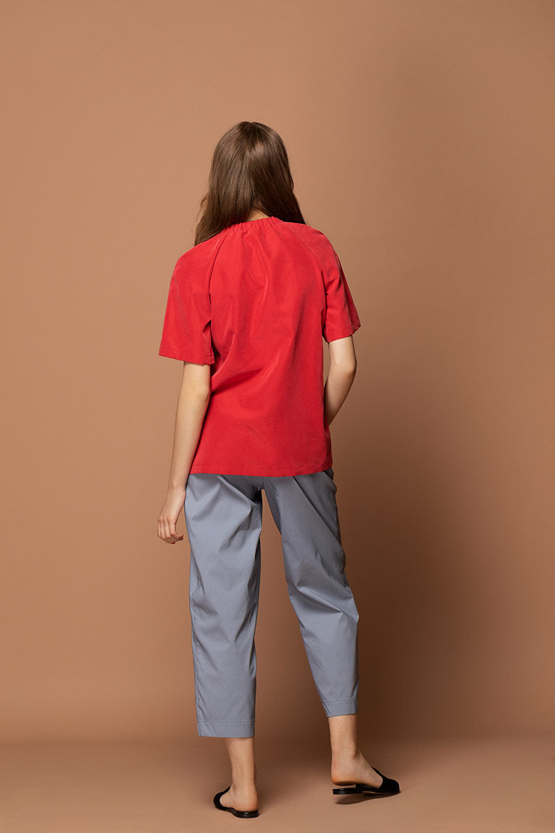 PALOMA Straight Fit Raglan Shirt - Red