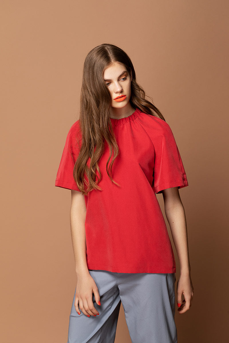 PALOMA Straight Fit Raglan Shirt - Red