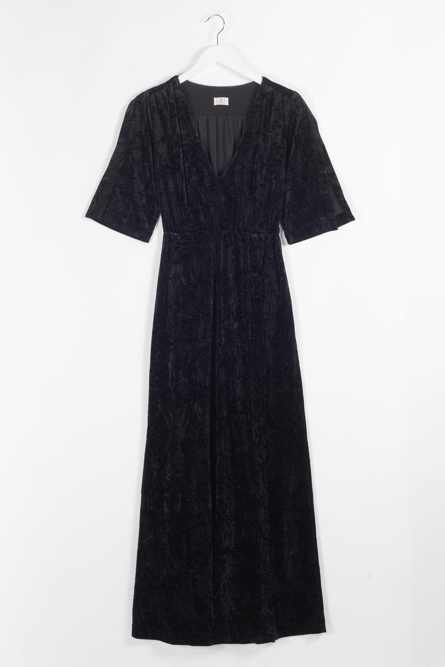ALYSSA Velour Maxi Gala Dress - Black